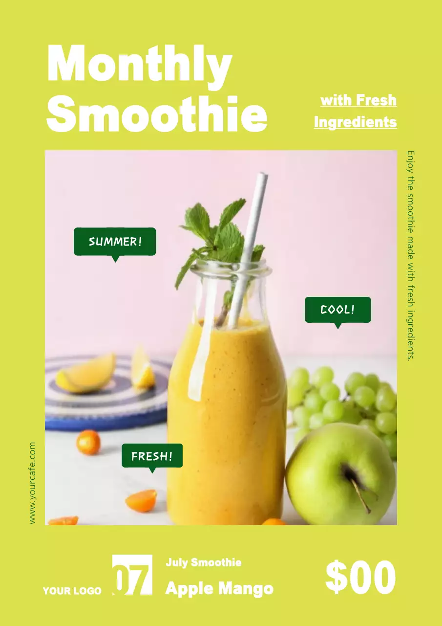 Yellow Trendy Smoothie Promotion Poster