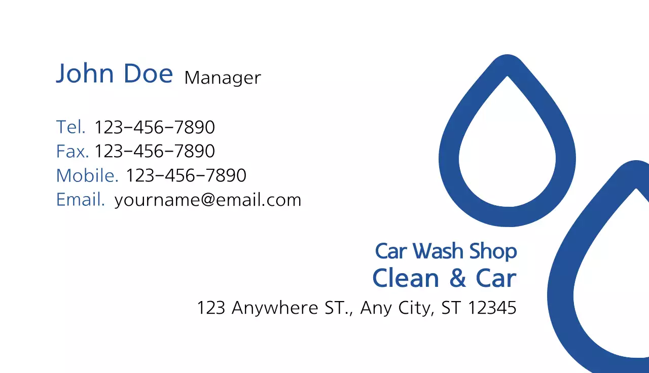 Blue Minimal Car Business Card