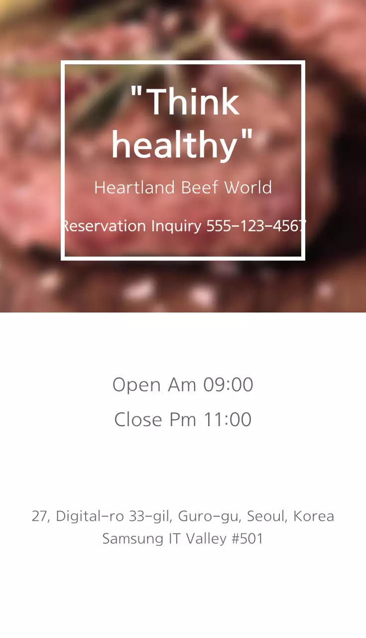 Danh thiếp thực đơn thịt bò hiện đại màu nâu