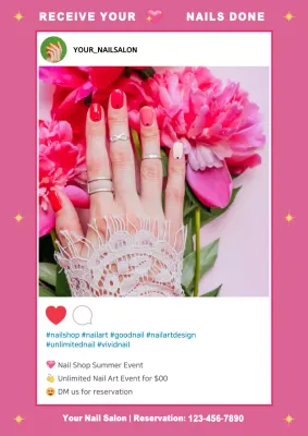 Pink Trendy Nail Promotion Poster