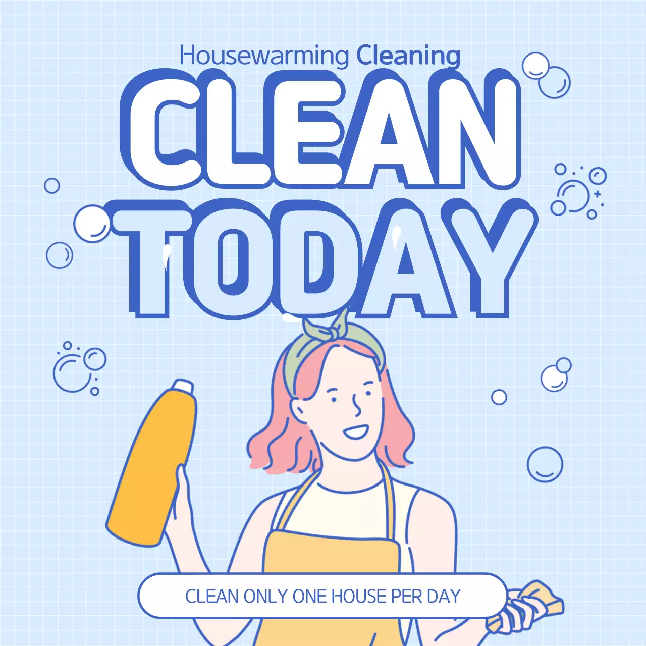 Blue Simple Cleaning Promotion Social Media Post