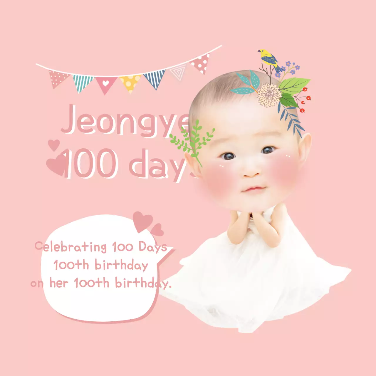 Spanduk Undangan Bayi Lucu Berwarna Pink