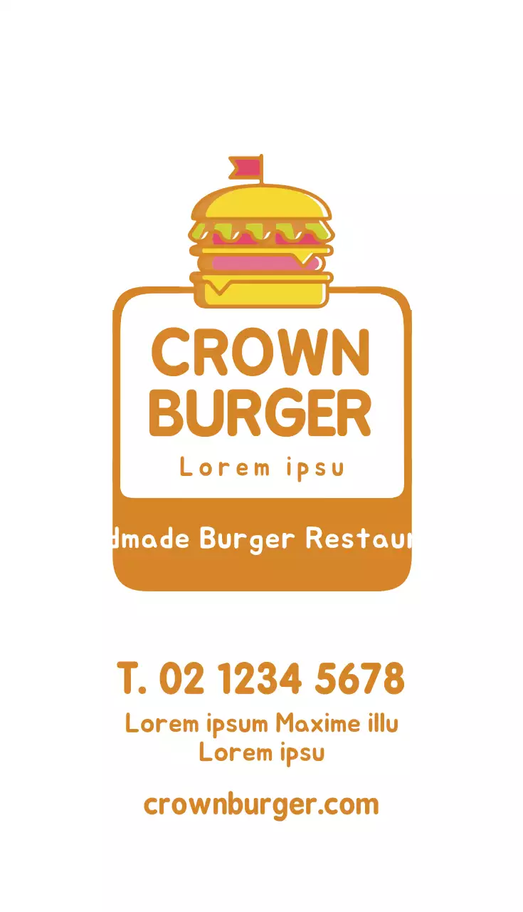 Cartão de visita promocional de hambúrguer minimalista amarelo