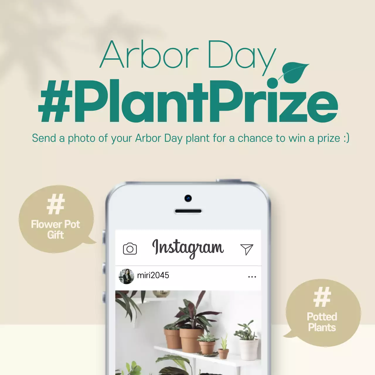 Clean banner with Arbor Day-related beige background mobile photo frame