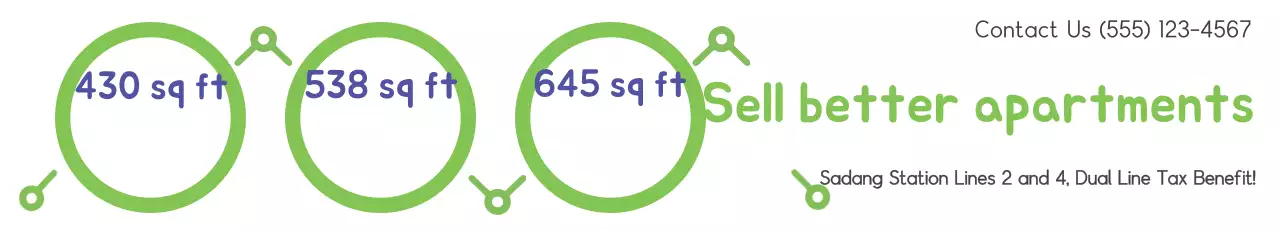 Banner de promoção de apartamentos minimalistas verdes