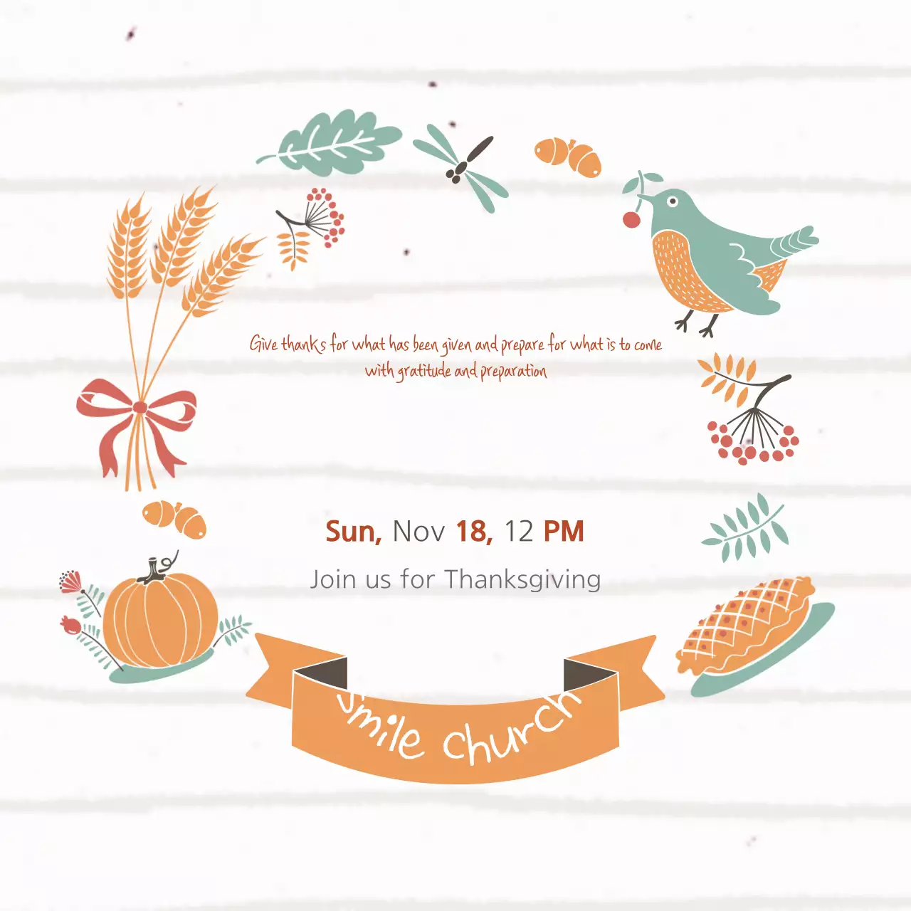 Orange Simple Thanksgiving Announcement Banner