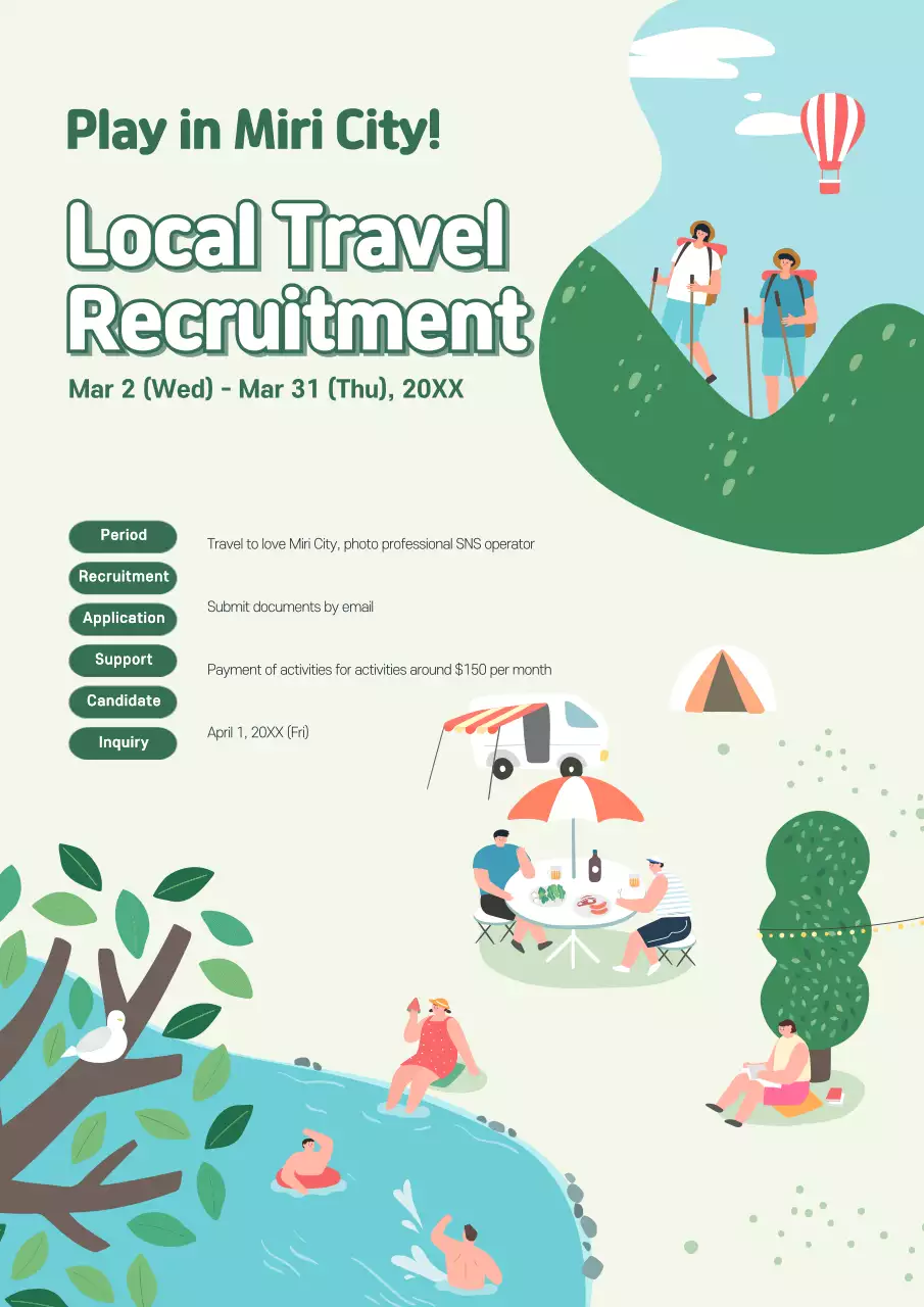 Green Modern Travel Recruitment Poster