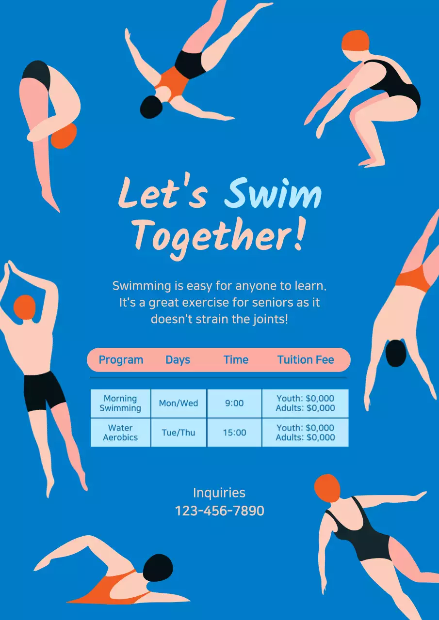 Blue Minimal Swimming Promotion Poster