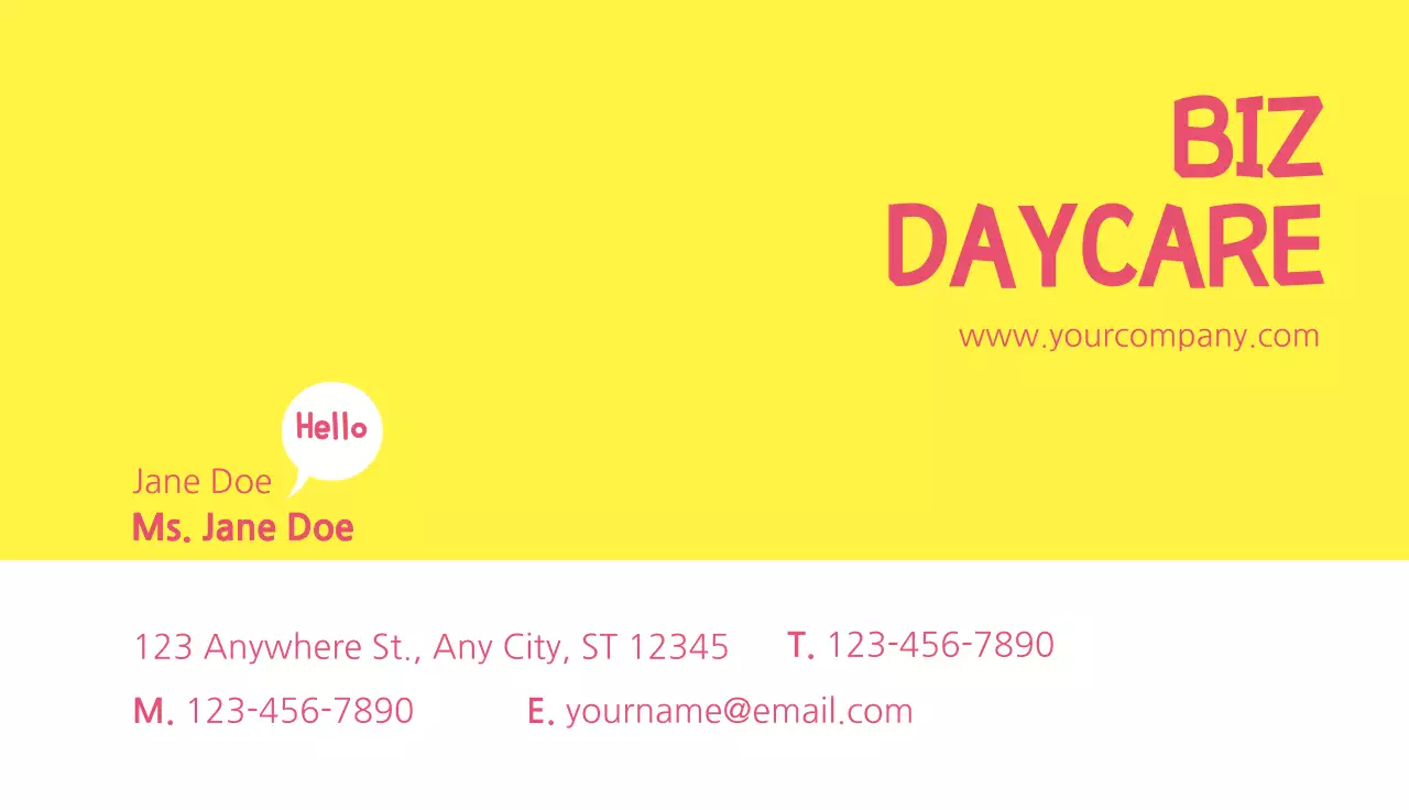 Pink Trendy Daycare Promotion Business Card