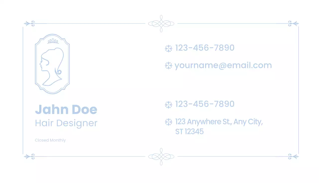 Blue Minimalist Hair Business Card