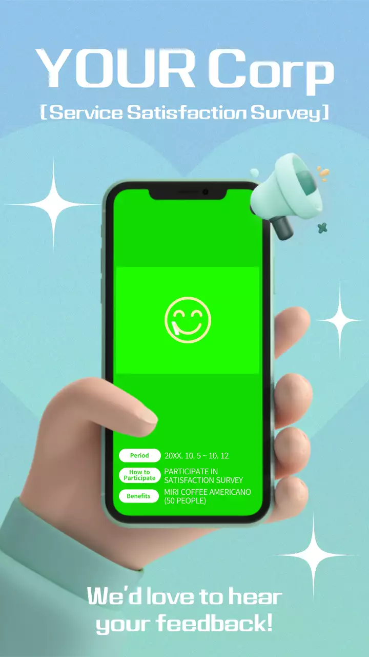 Promote simple consumer testimonials with light blue and chartreuse colors