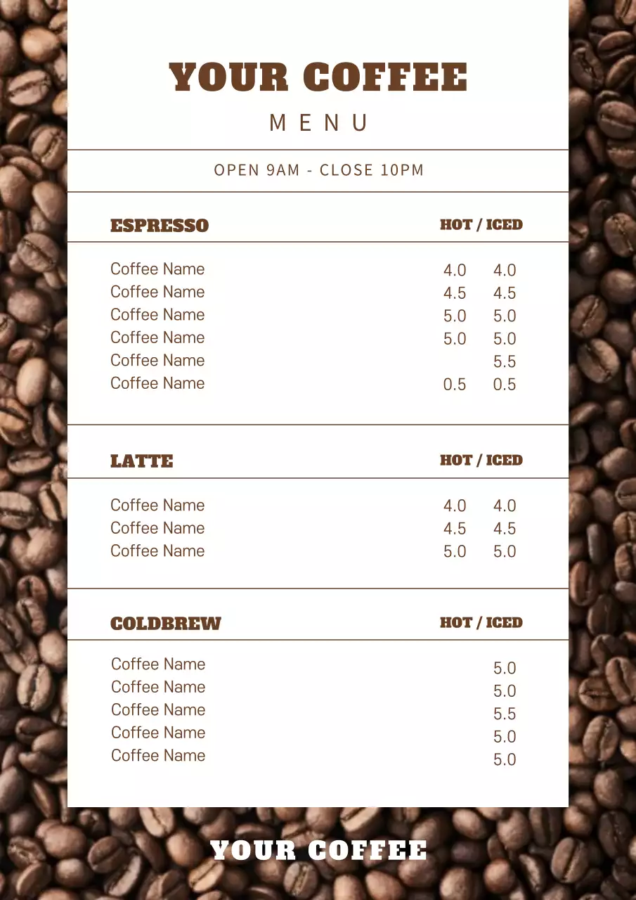 Black Modern Coffee Menu Poster