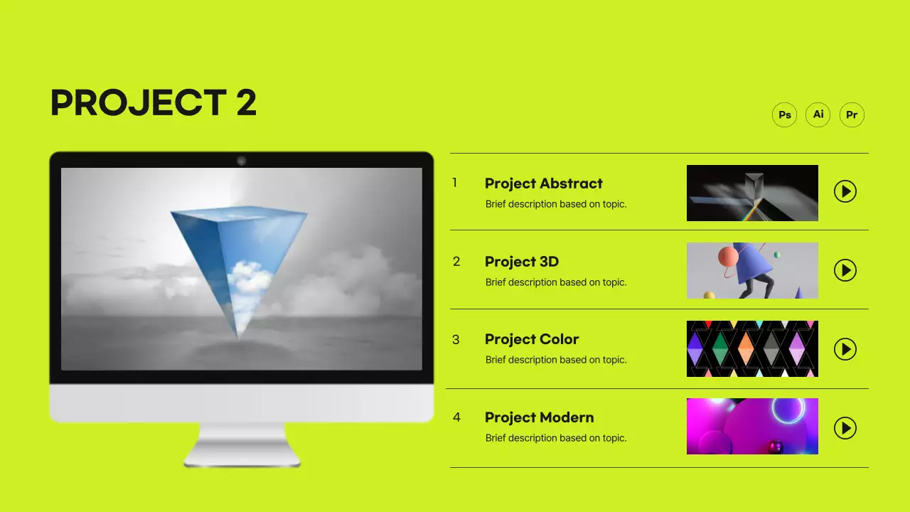 Portofolio desainer konsep grid dalam warna hijau limau dan hitam