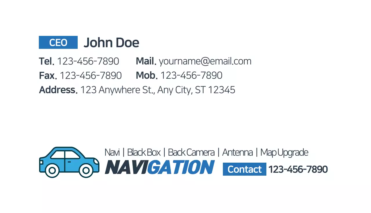 Blue Modern Navigation Promotion Business Card