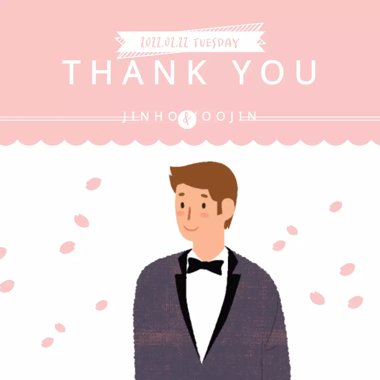 Biểu ngữ thiệp cảm ơn thanh lịch màu hồng