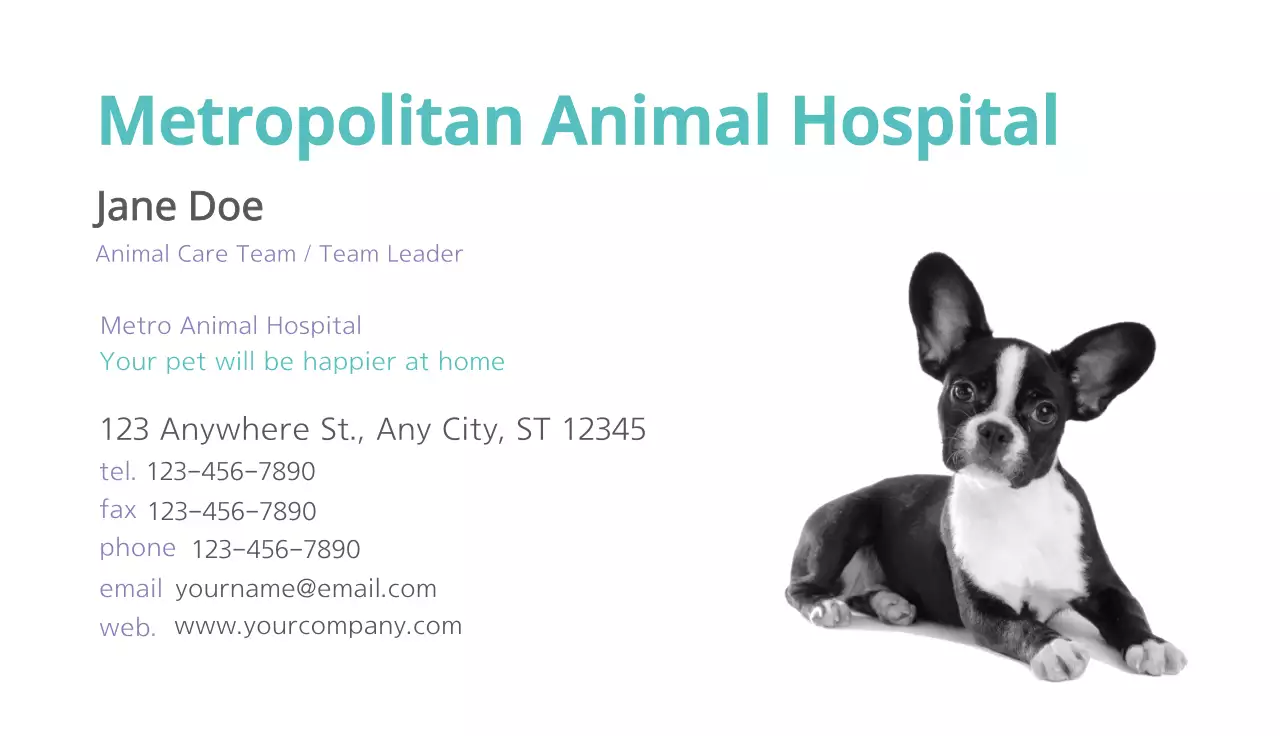 White Minimal Animal Business Card