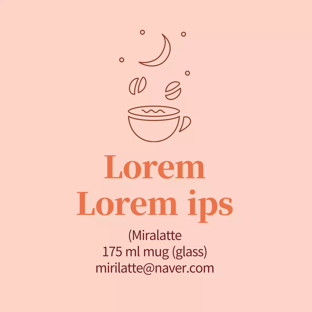 Label promosi kopi kafe yang rapi dengan ilustrasi oranye