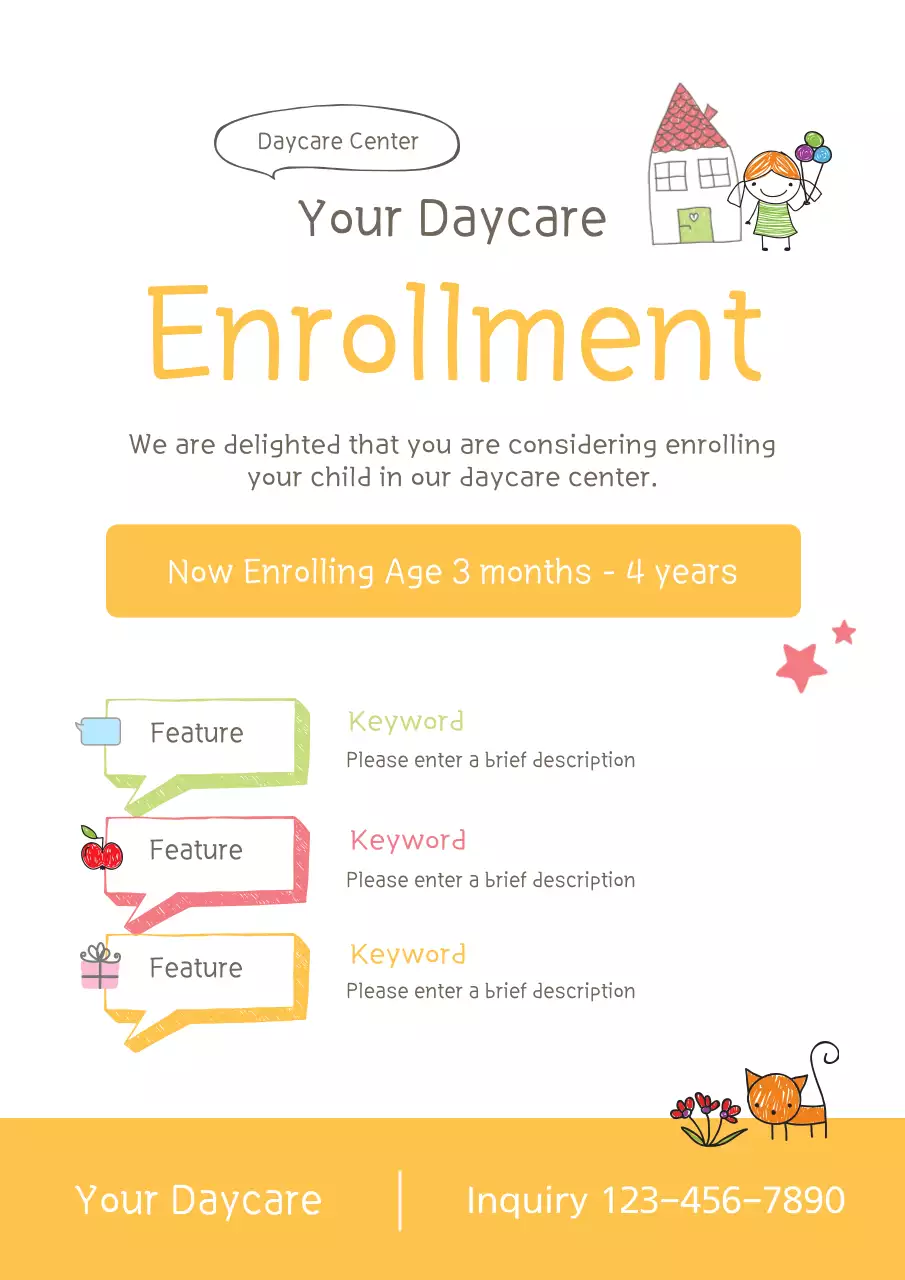 Yellow Playful Daycare Announcement Poster