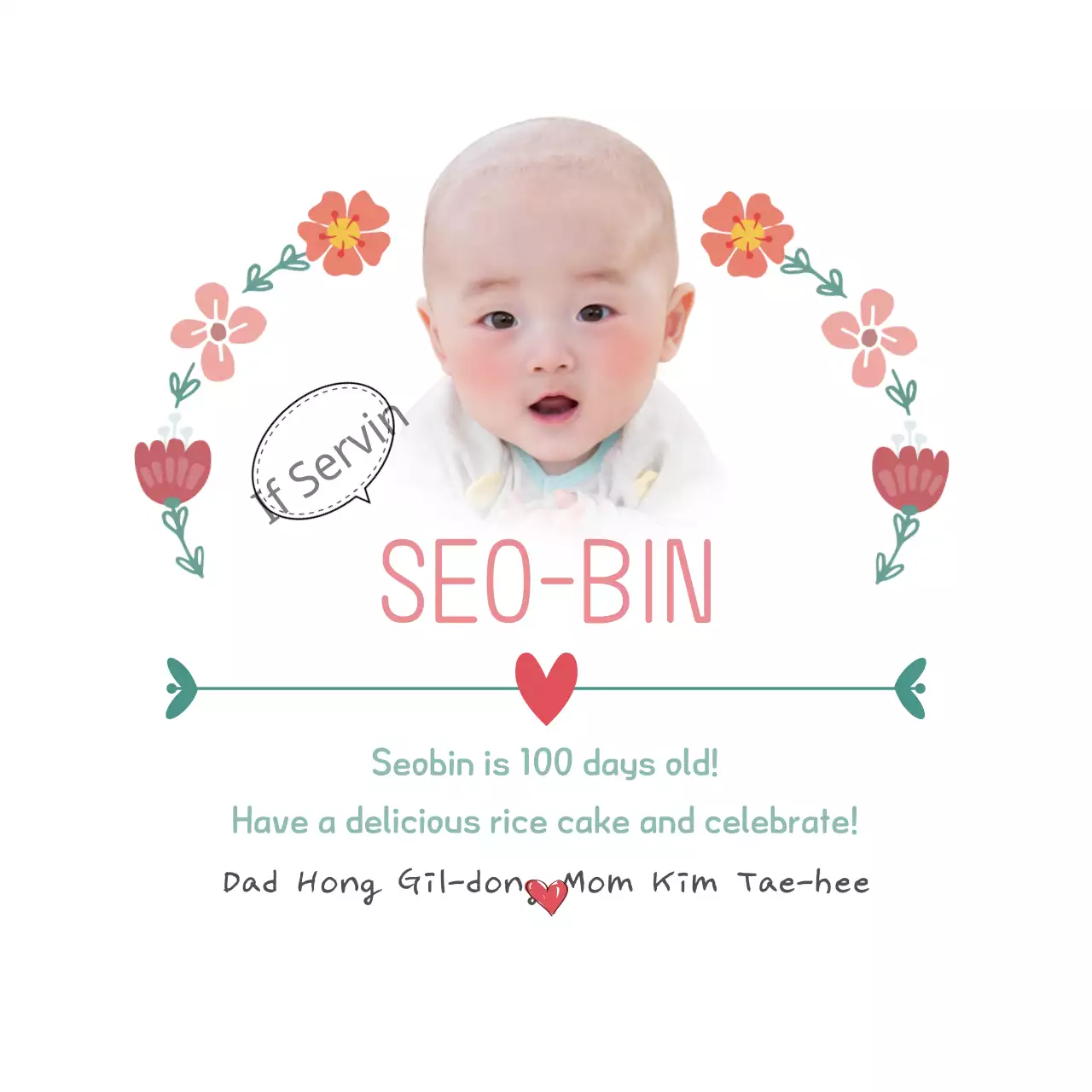 Spanduk Pengumuman Bayi Bermotif Bunga Pink