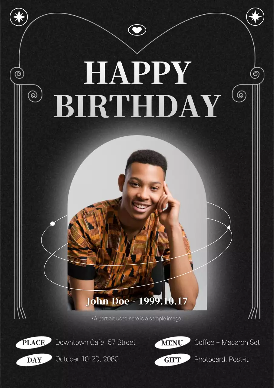 Black Modern Birthday Invitation Poster