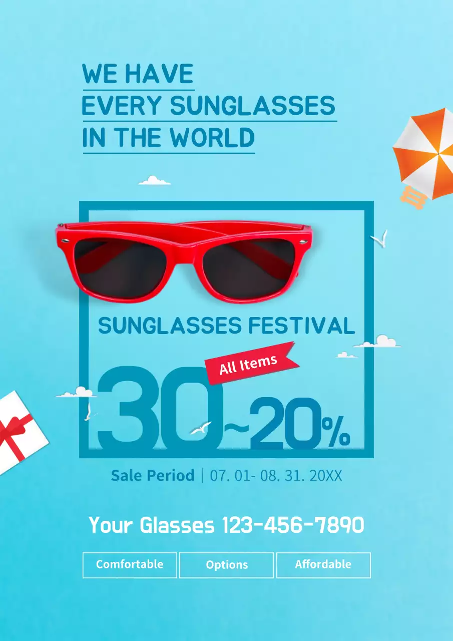 Blue Trendy Sunglasses Promotion Poster