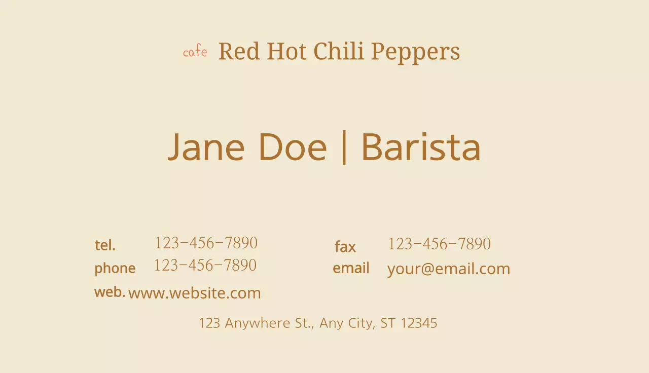 Beige Vintage Cafe Business Card