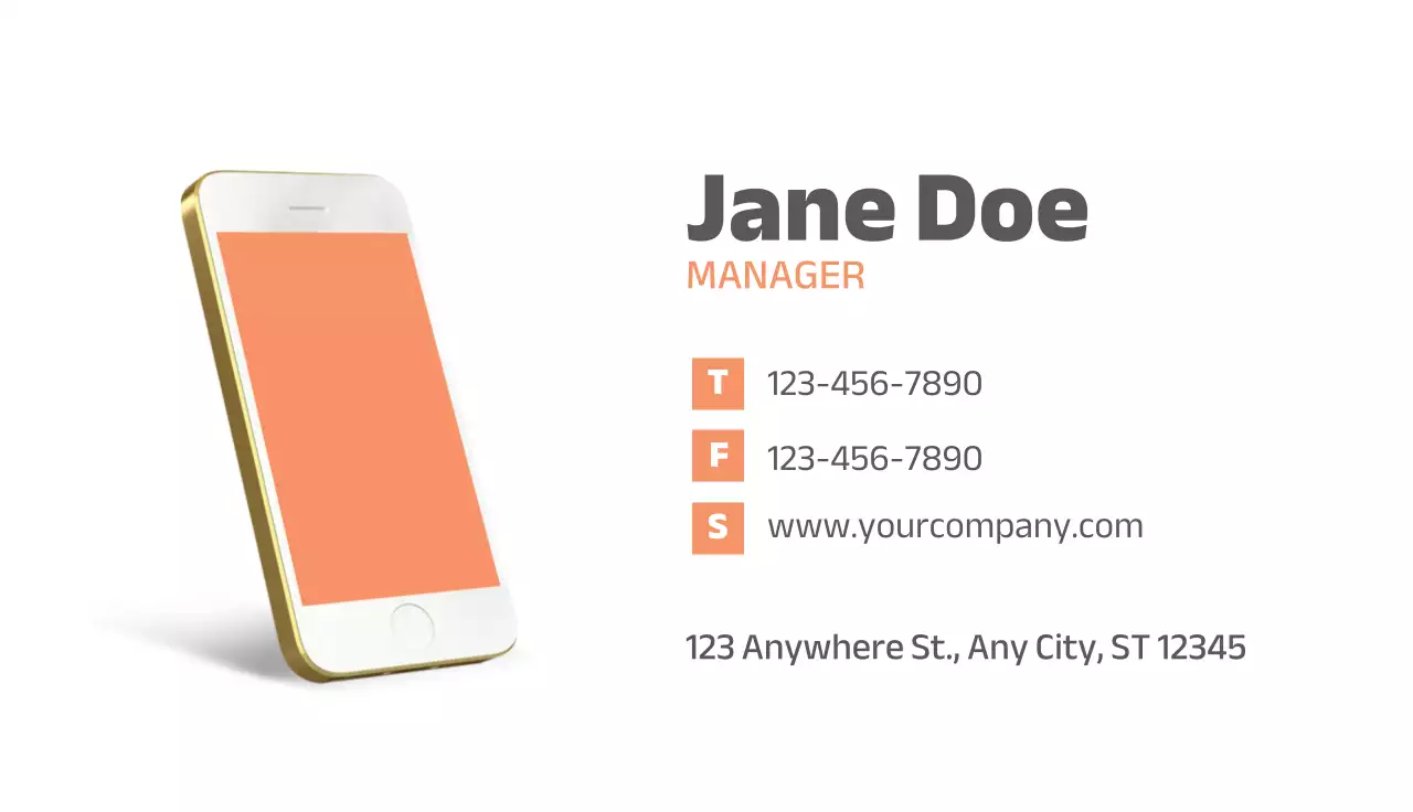 Orange Modern Cell Phone Business Card