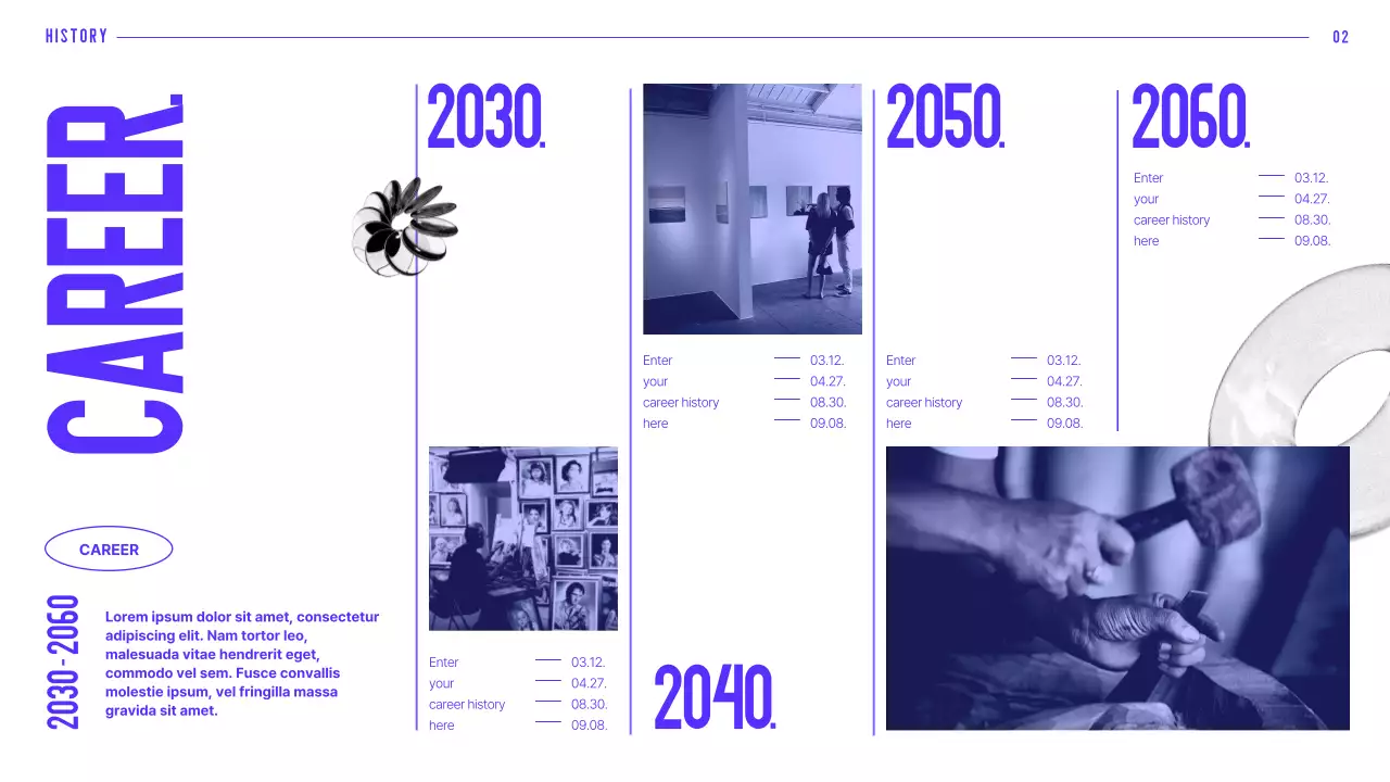 파란색의 타이포를 활용한 3D 모형기반 예술가 인물소개서