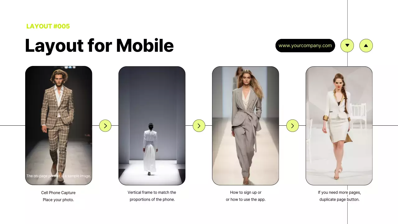 블랙과 화이트에 옐로우그린으로 포인트를 준 사진프레임을 위한 레이아웃