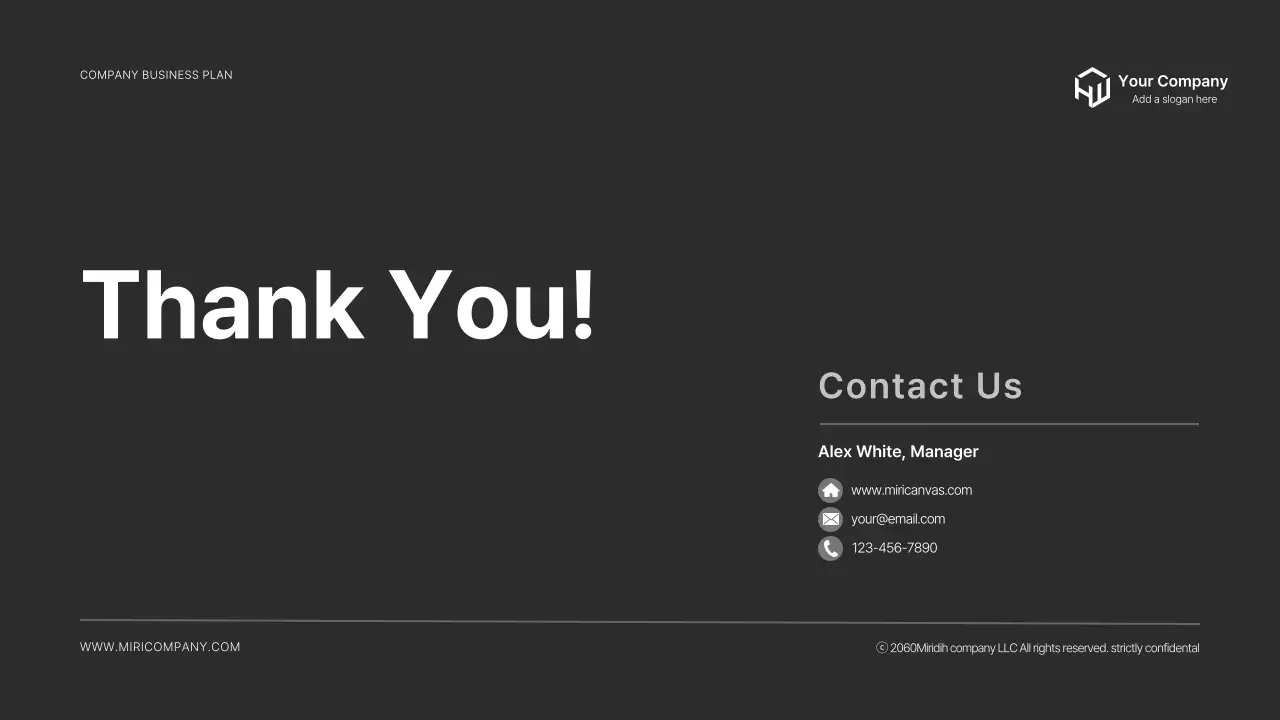 A modern company profile in black and gray