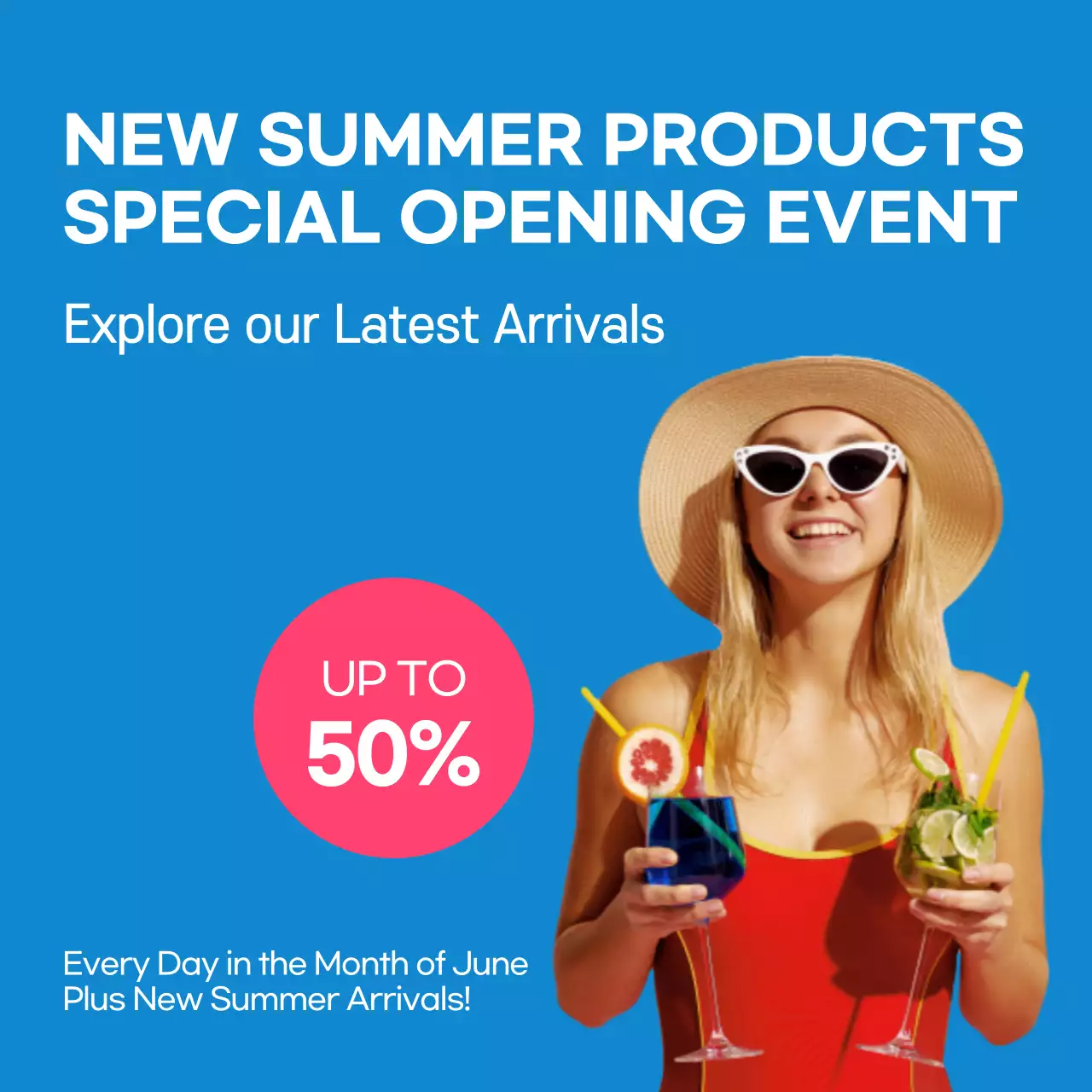 Blue Trendy Summer Promotion Social Media Post