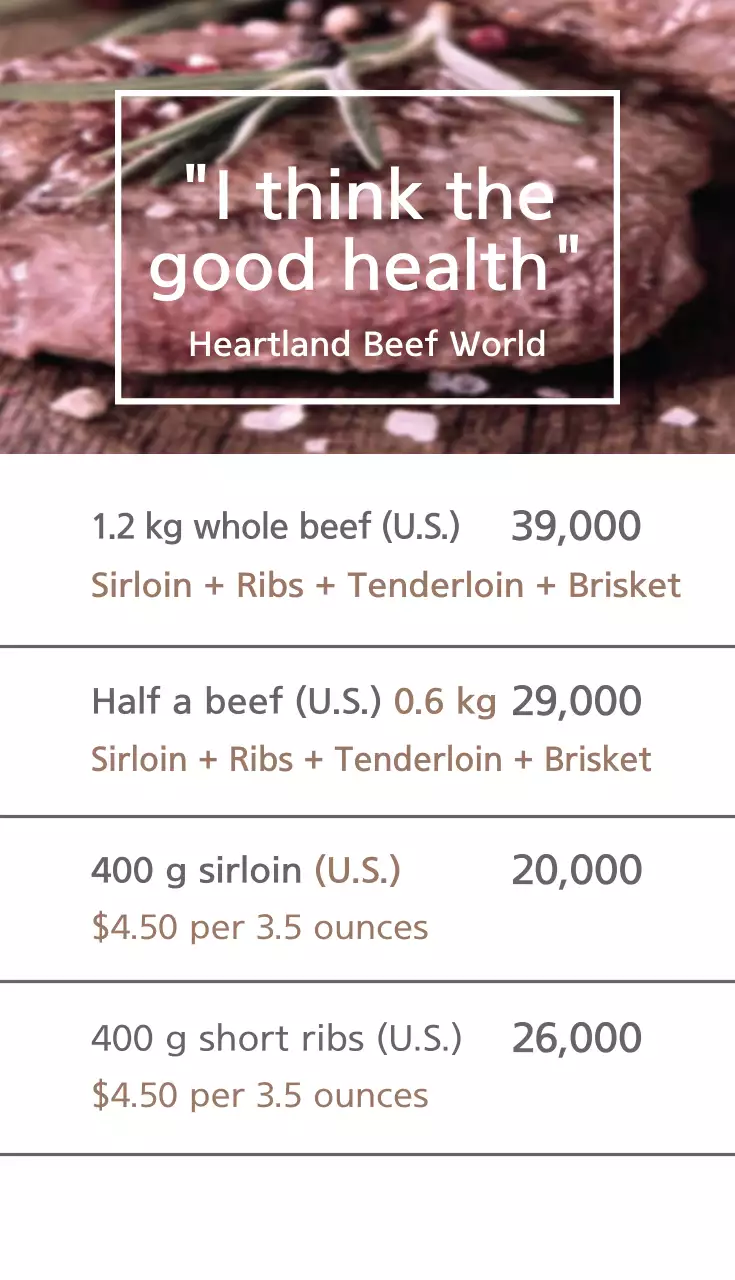 Danh thiếp thực đơn thịt bò hiện đại màu nâu