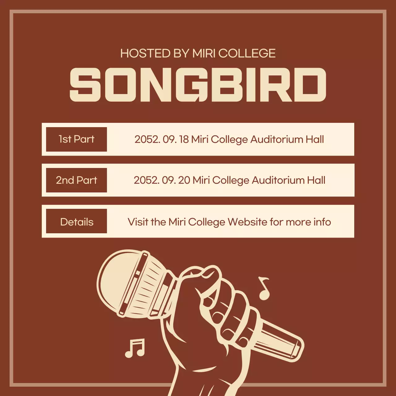 Beige Retro Music Event Social Media Post