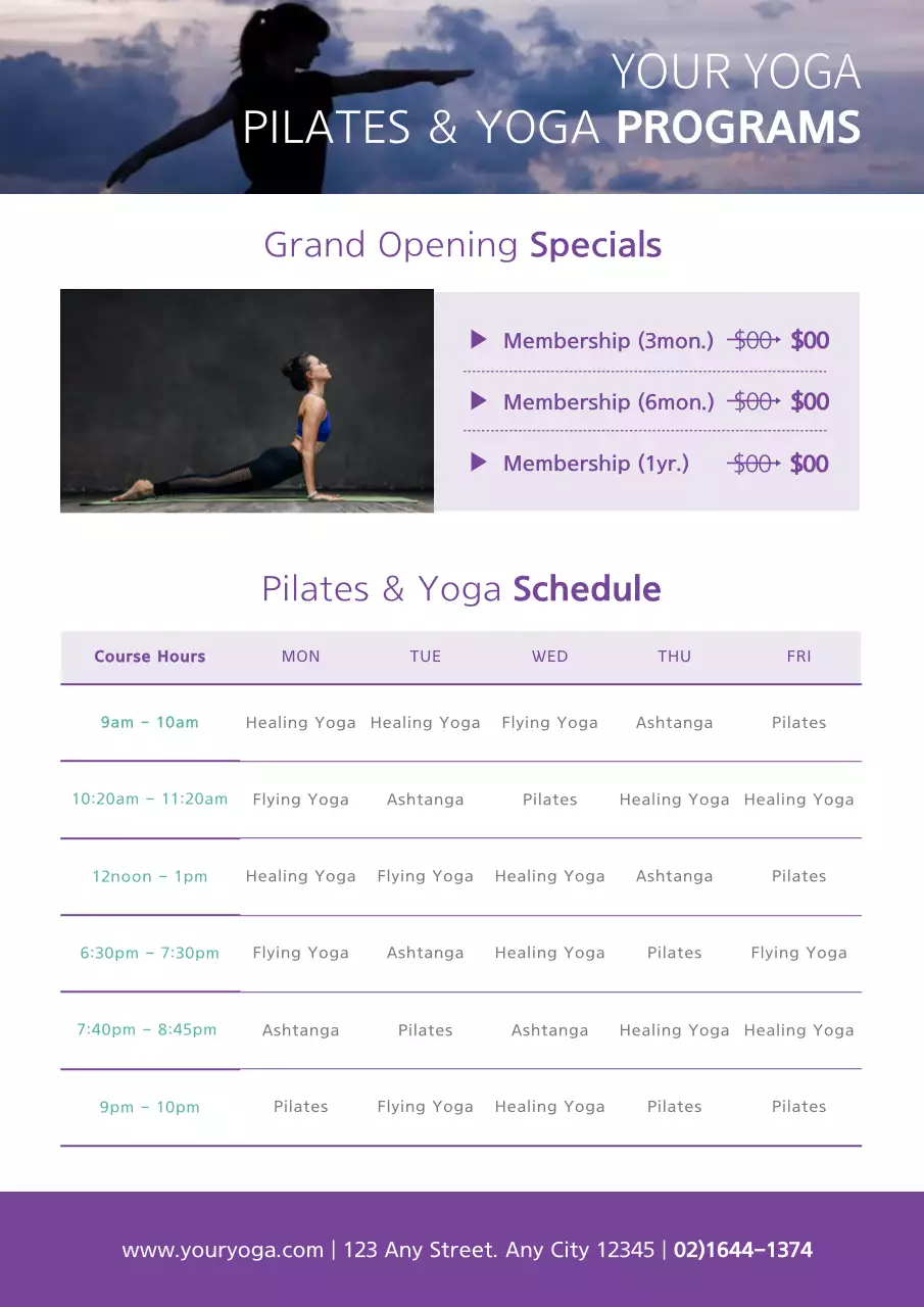 Purple Modern Yoga Promotion Poster