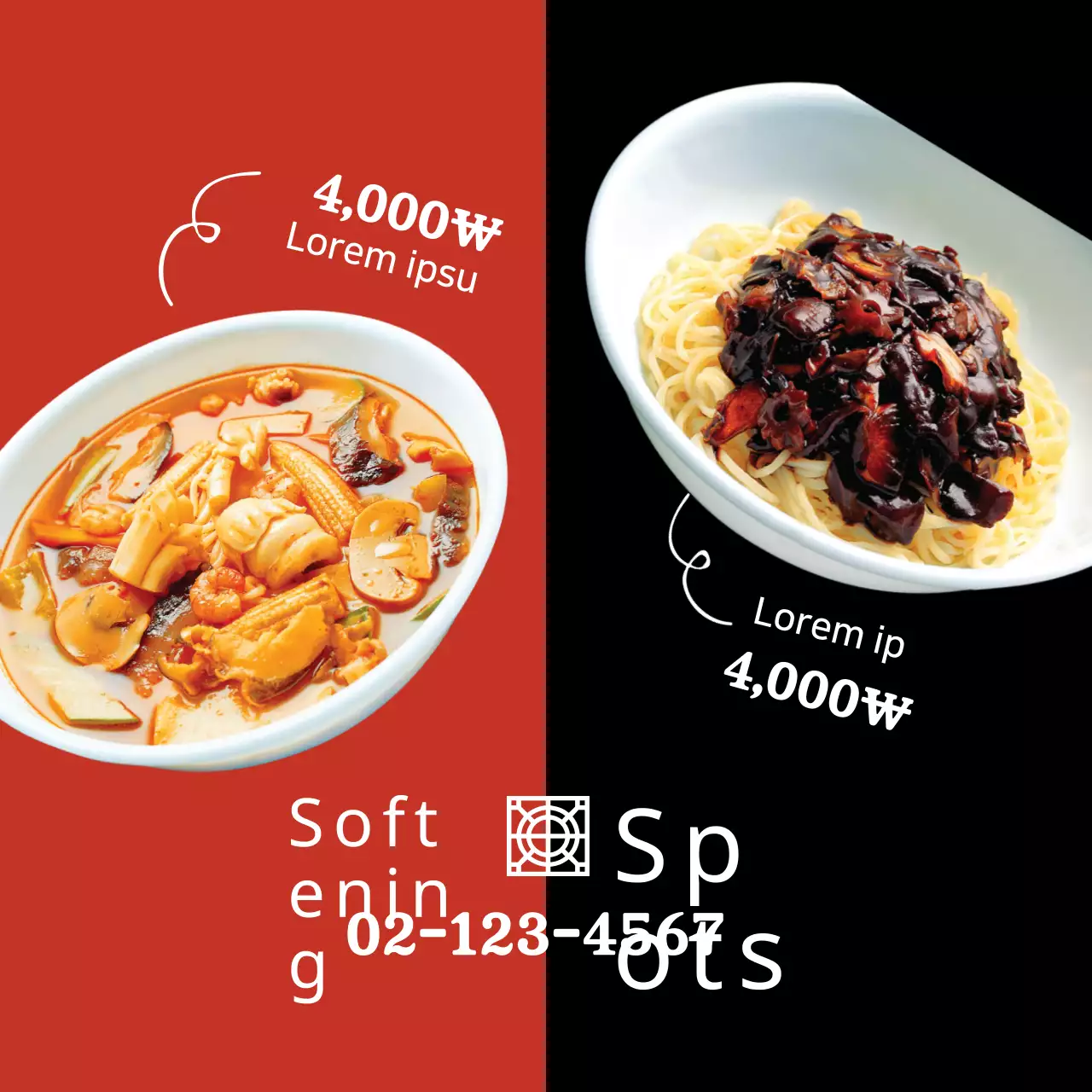 Biểu ngữ quảng cáo thực phẩm hiện đại màu đỏ