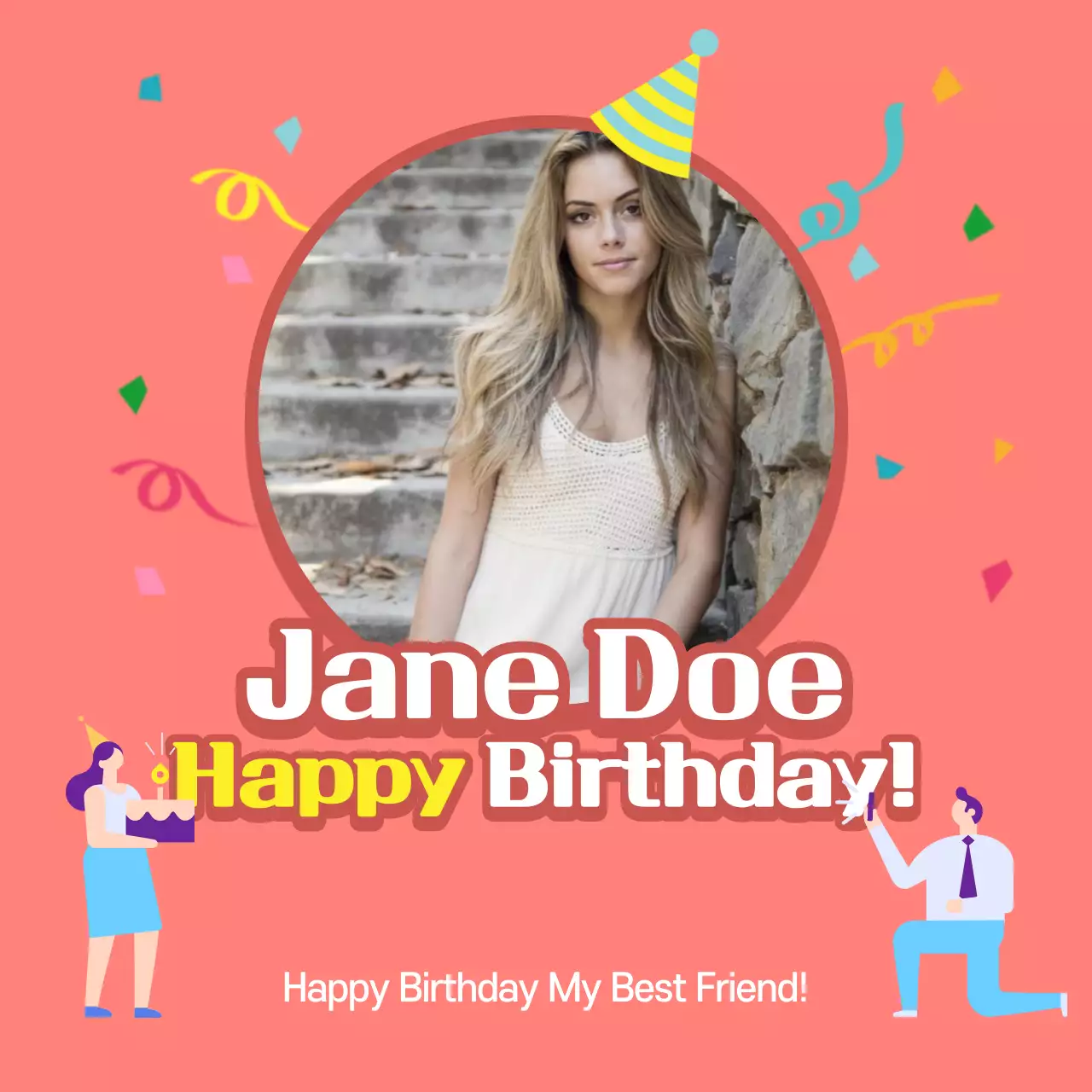 Coral Simple Birthday Invitation Instagram Post