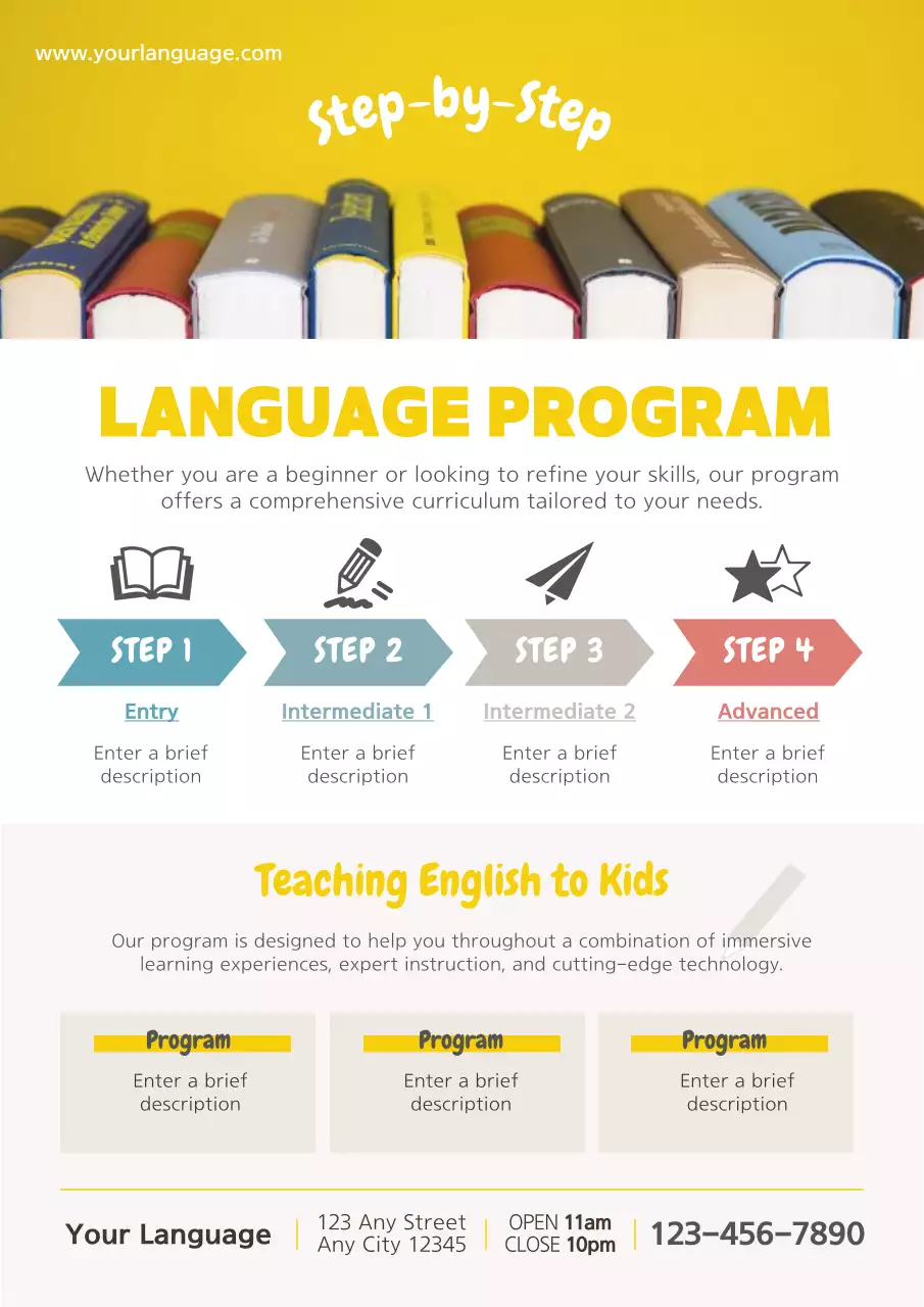 Yellow Modern Language Advertisement Poster