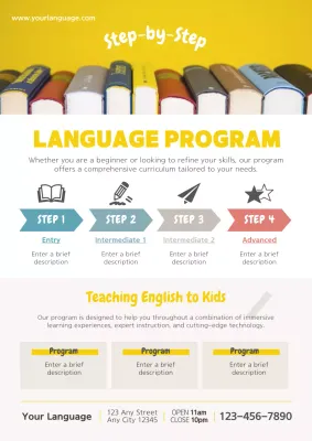 Yellow Modern Language Advertisement Poster
