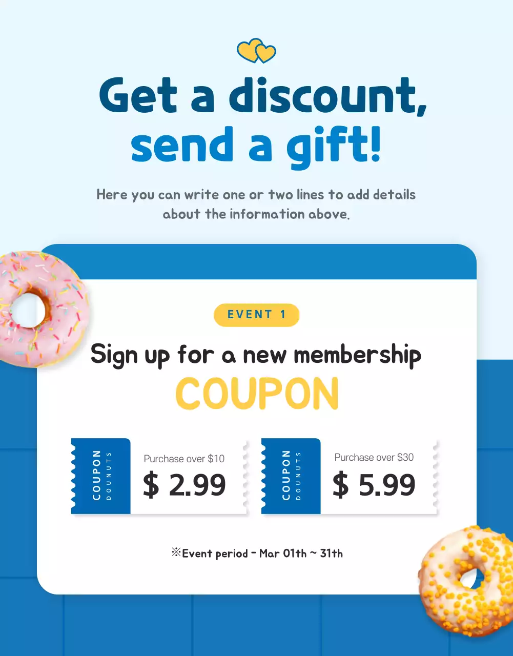 Sell donuts with a cute blue concept