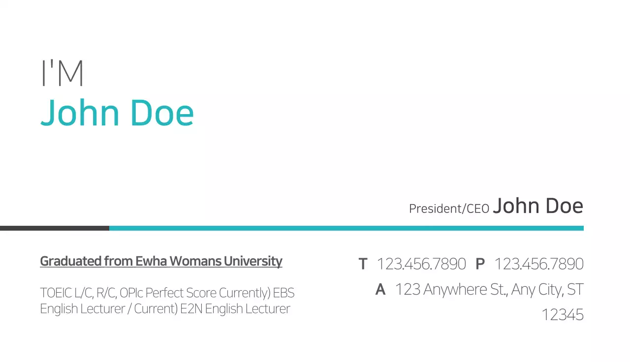 Teal Minimal Academy Business Card