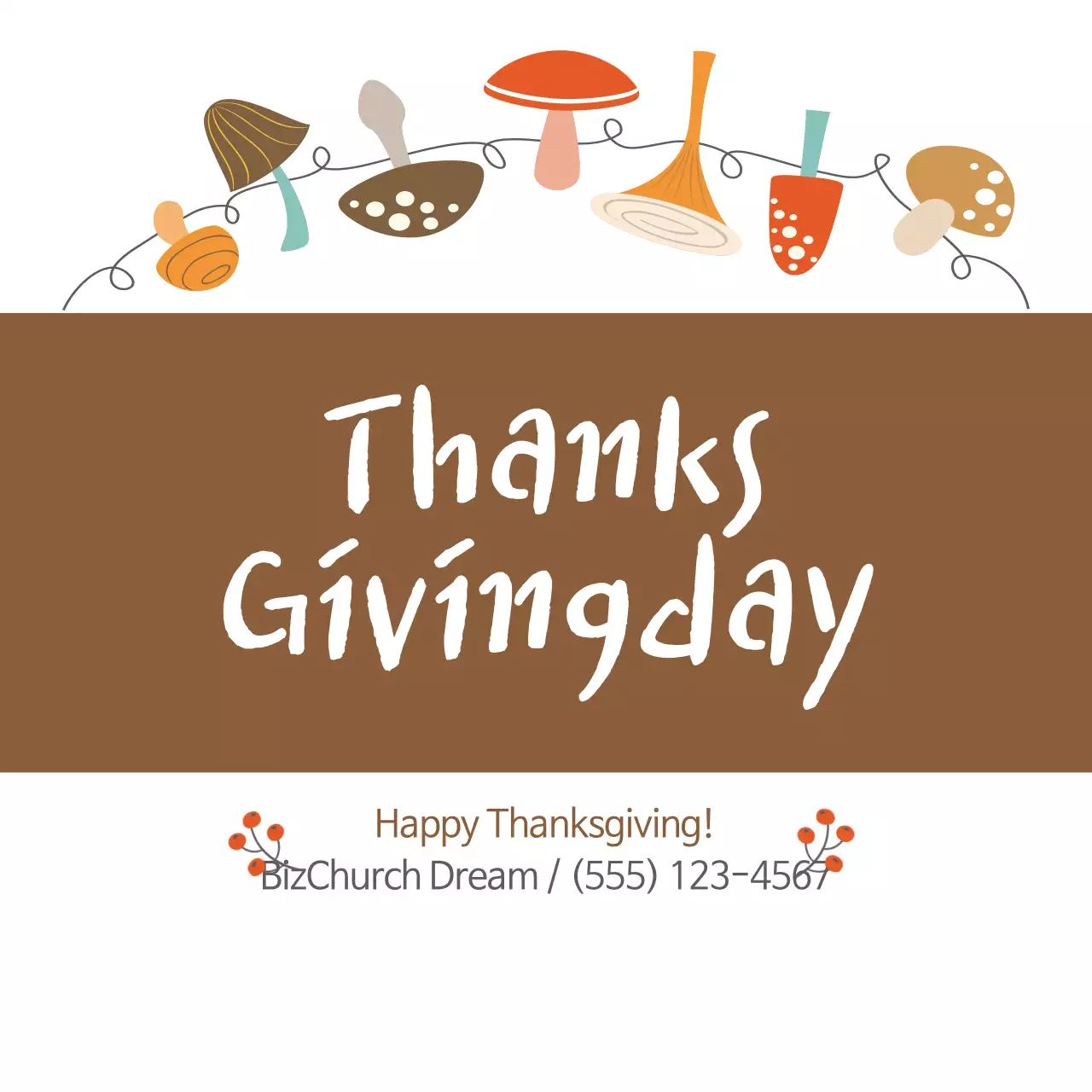 Brown Simple Thanksgiving Announcement Banner