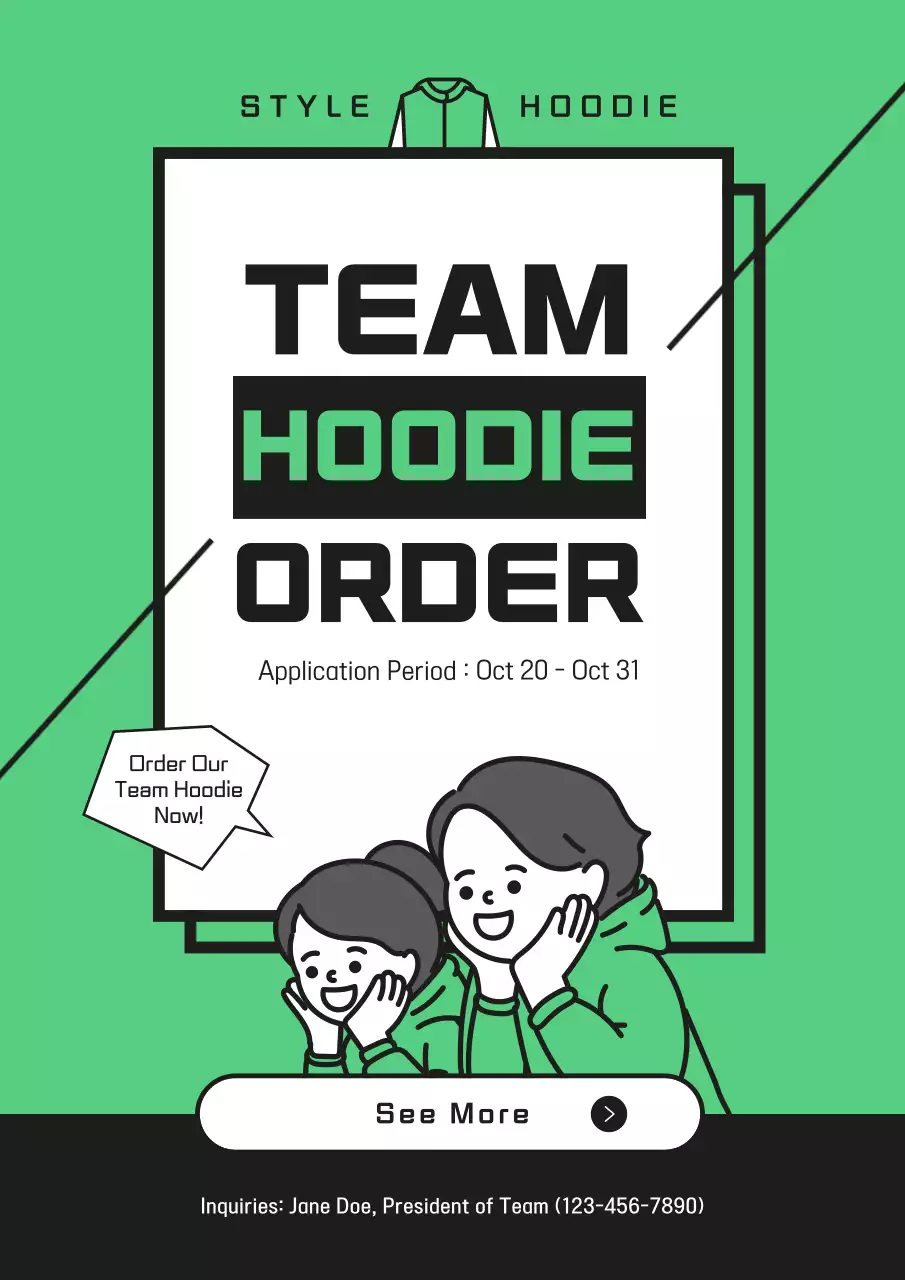 Green Minimal Hoodie Announcement Poster