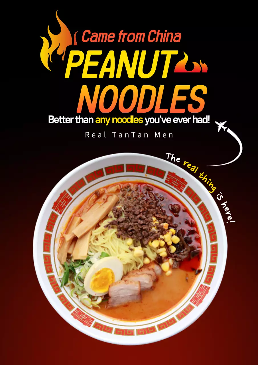 Red Traditional Noodles Promotion Poster
