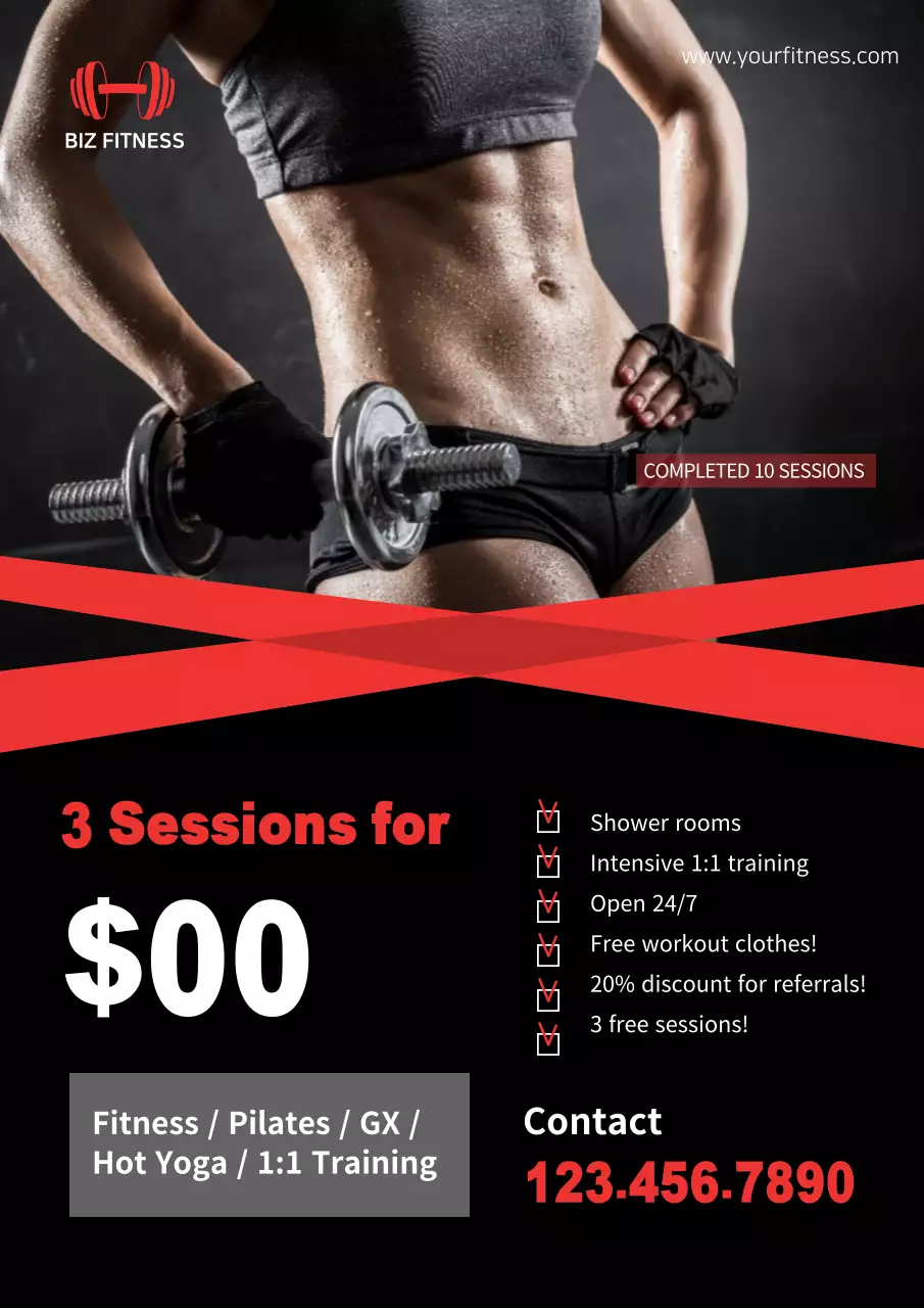 Black Modern Fitness Promotion Poster