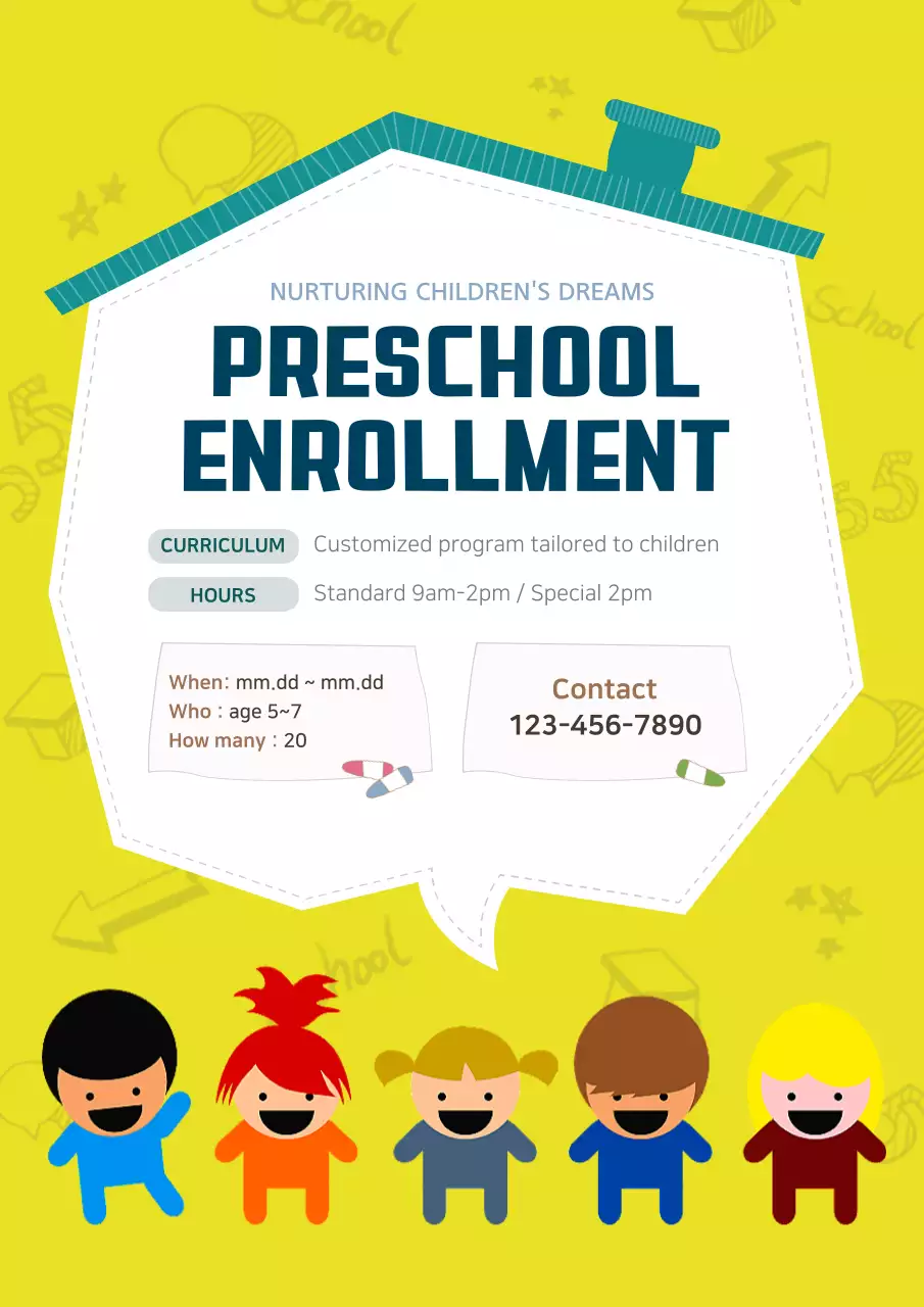 Yellow Modern Preschool Registration Poster