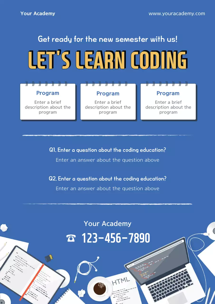Blue Modern Coding Promotion Poster