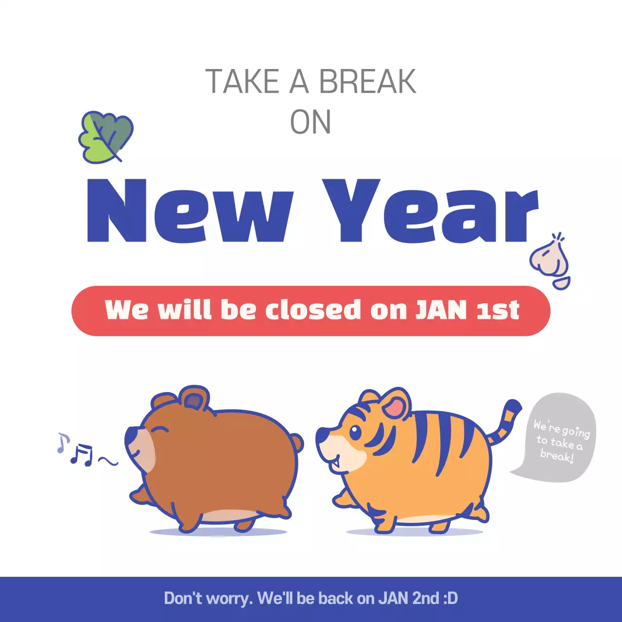 Beige Minimal New Year Notice Instagram Post