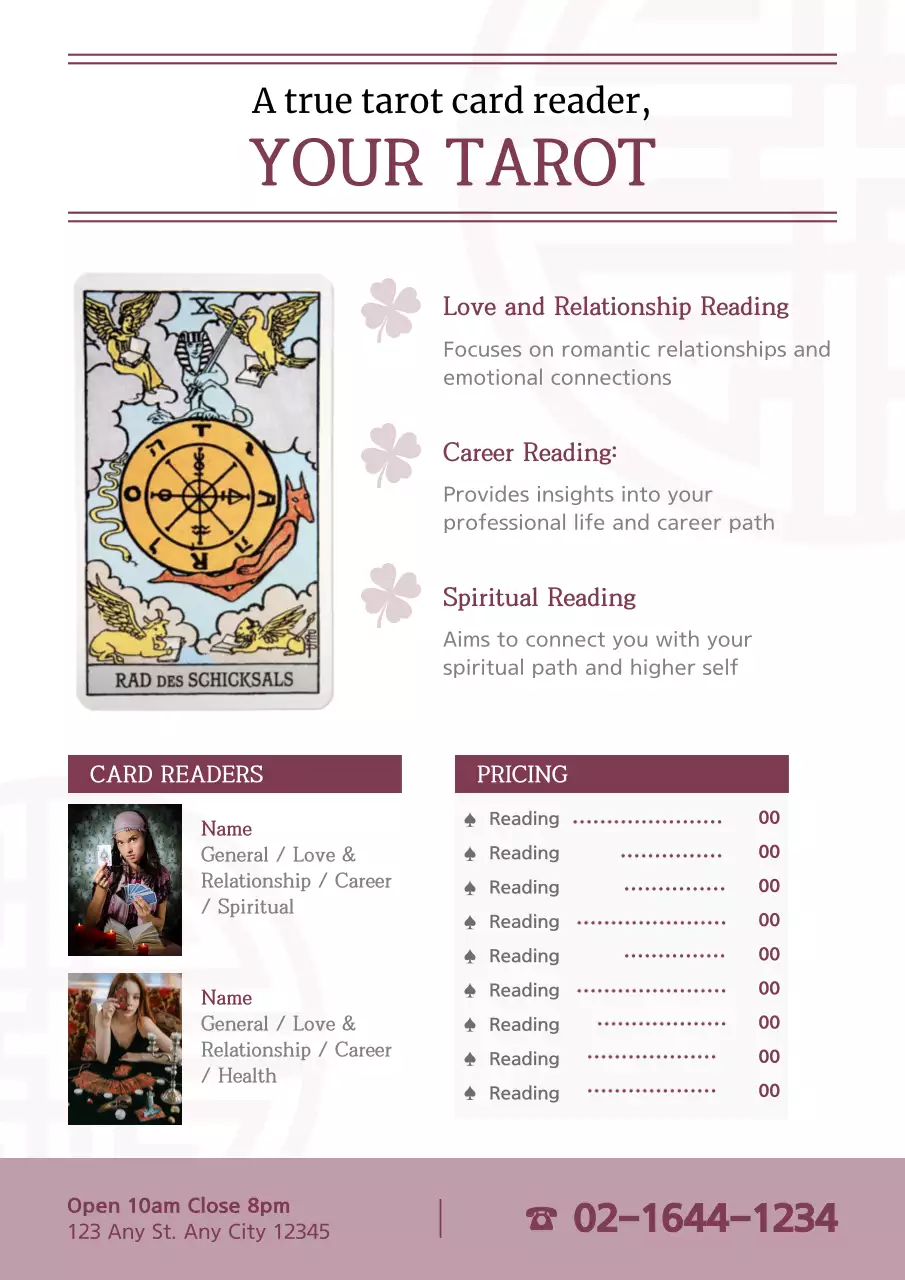 White Traditional Tarot Promotion Poster
