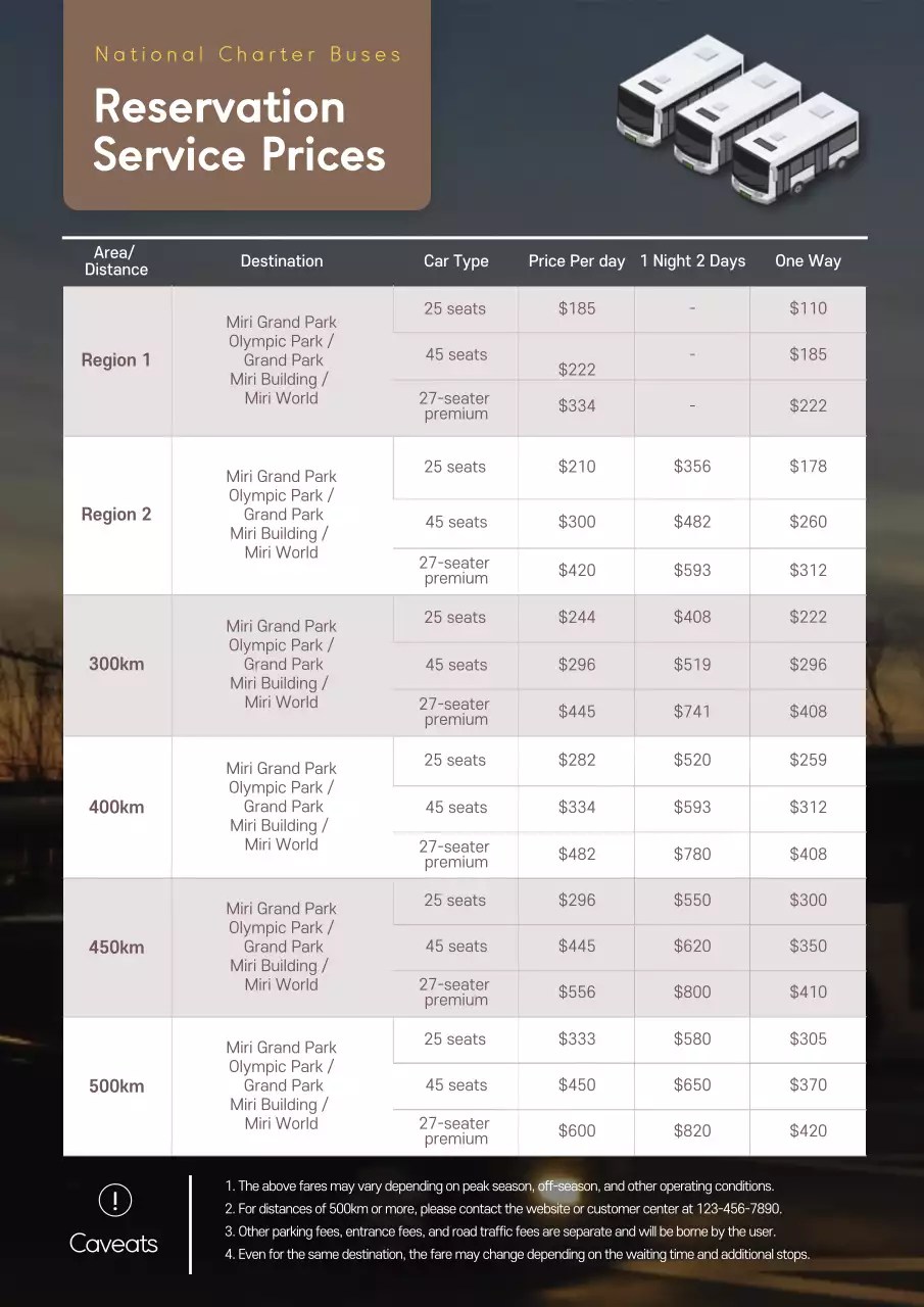 Brown Professional Bus Service Guide Poster