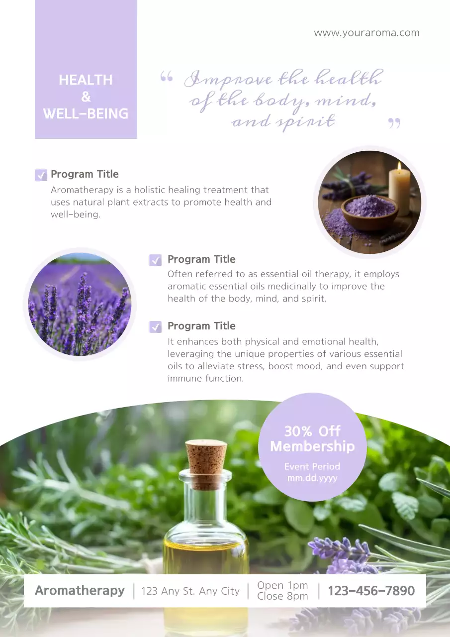 Purple Modern Aromatherapy Promotion Poster